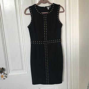 Black Halogen sheath dress w/ metal detail, size 6